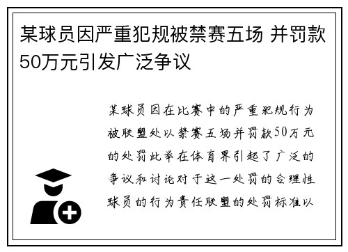 某球员因严重犯规被禁赛五场 并罚款50万元引发广泛争议